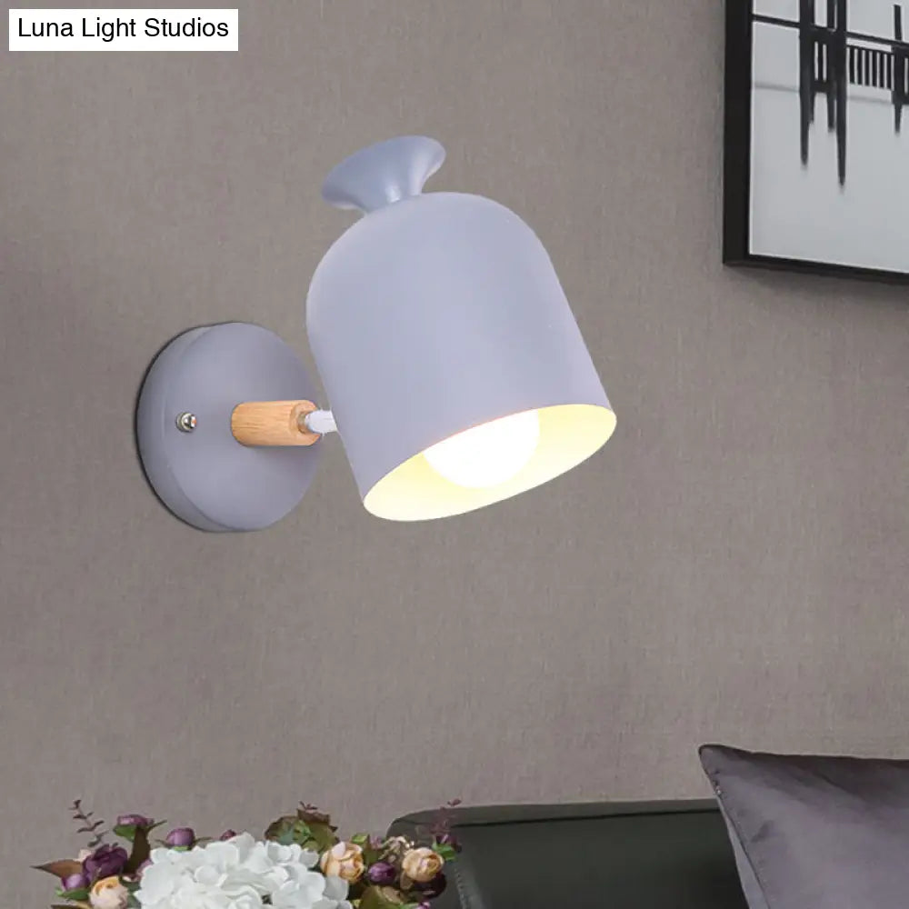 Modern Rotatable Wall Light For Adult Bedrooms - Cup Shade Metal Sconce (Macaron Loft)