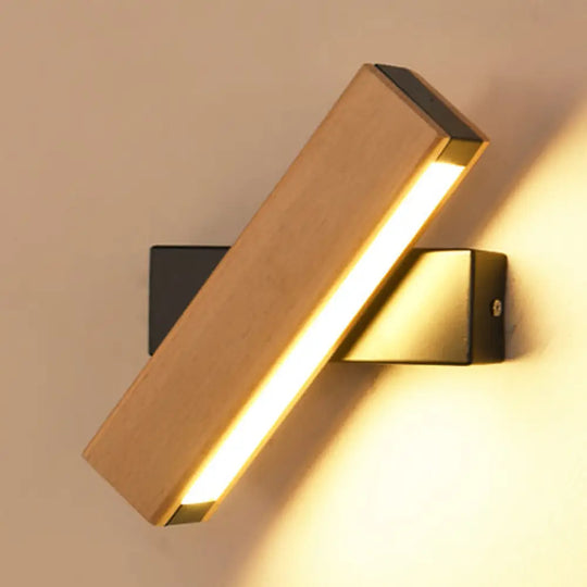 Modern Rotatable Wooden Wall Sconce With Single Light - White/Black Finish Warm/White/Natural Black