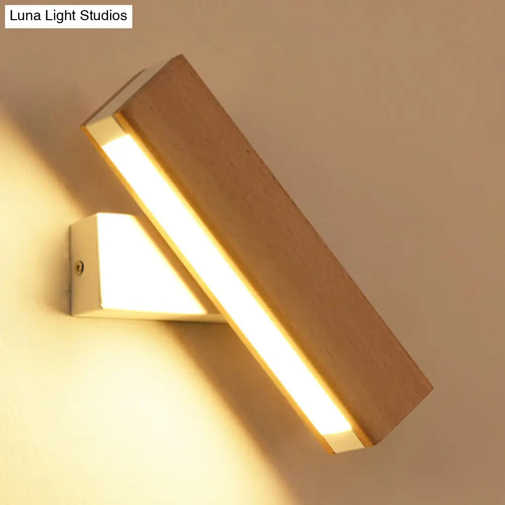 Modern Rotatable Wooden Wall Sconce With Single Light - White/Black Finish Warm/White/Natural