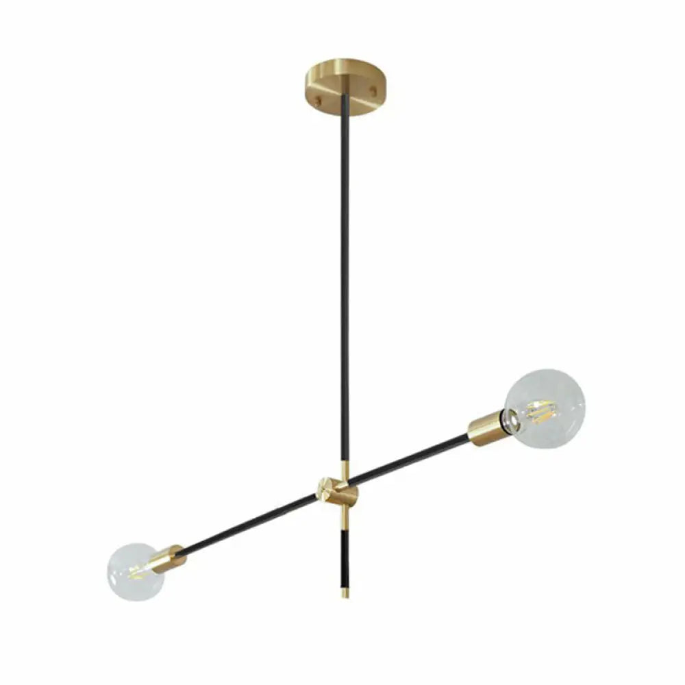 Modern Rotating Arm Chandelier - Sleek Metallic Living Room Ceiling Lamp With Open Bulb Design 2 /