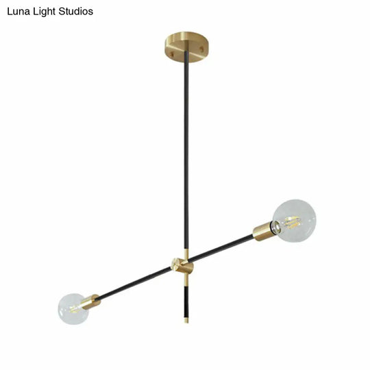 Simplicity Rotating Arm Chandelier: Modern Metallic Ceiling Hang Lamp With Open Bulb Design For