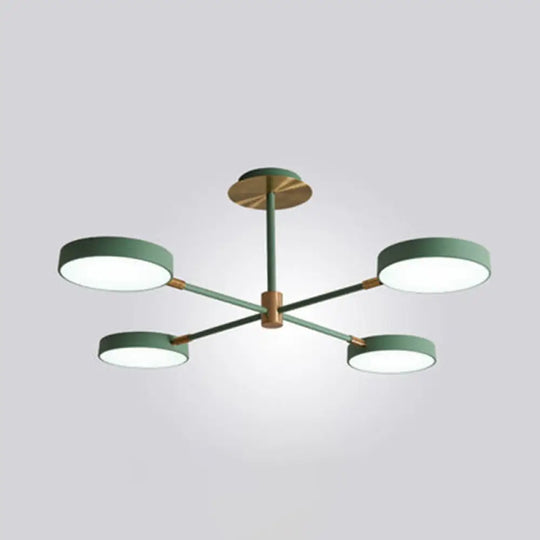 Modern Rotating Chandelier: Metallic Hanging Ceiling Light For Living Room 4 / Green