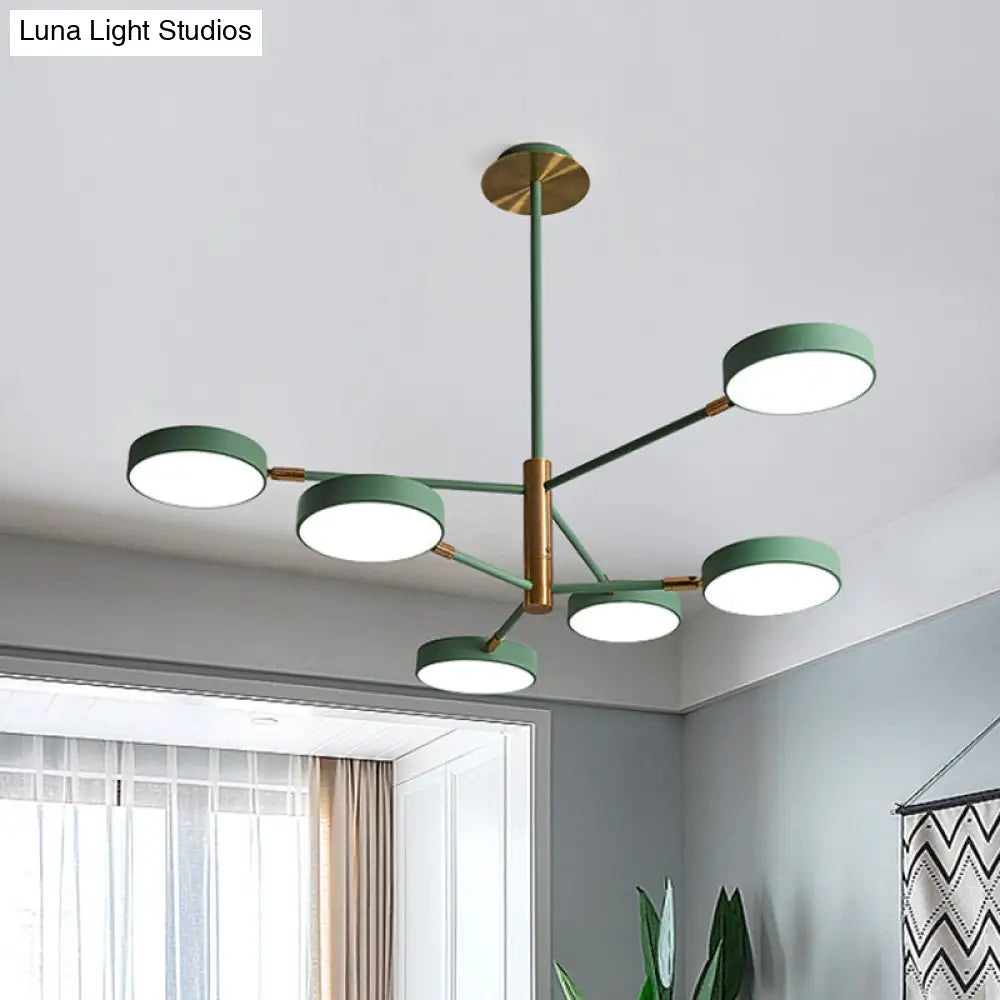 Modern Rotating Chandelier: Metallic Hanging Ceiling Light For Living Room