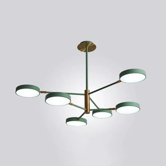 Modern Rotating Chandelier: Metallic Hanging Ceiling Light For Living Room 6 / Green