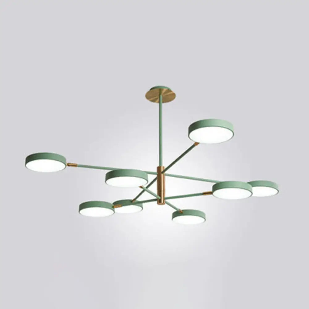 Modern Rotating Chandelier: Metallic Hanging Ceiling Light For Living Room 8 / Green