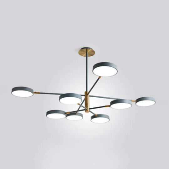 Modern Rotating Chandelier: Metallic Hanging Ceiling Light For Living Room 8 / Grey