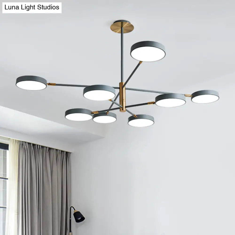 Modern Rotating Chandelier: Metallic Hanging Ceiling Light For Living Room