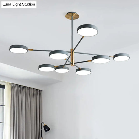 Modern Rotating Chandelier: Metallic Hanging Ceiling Light For Living Room