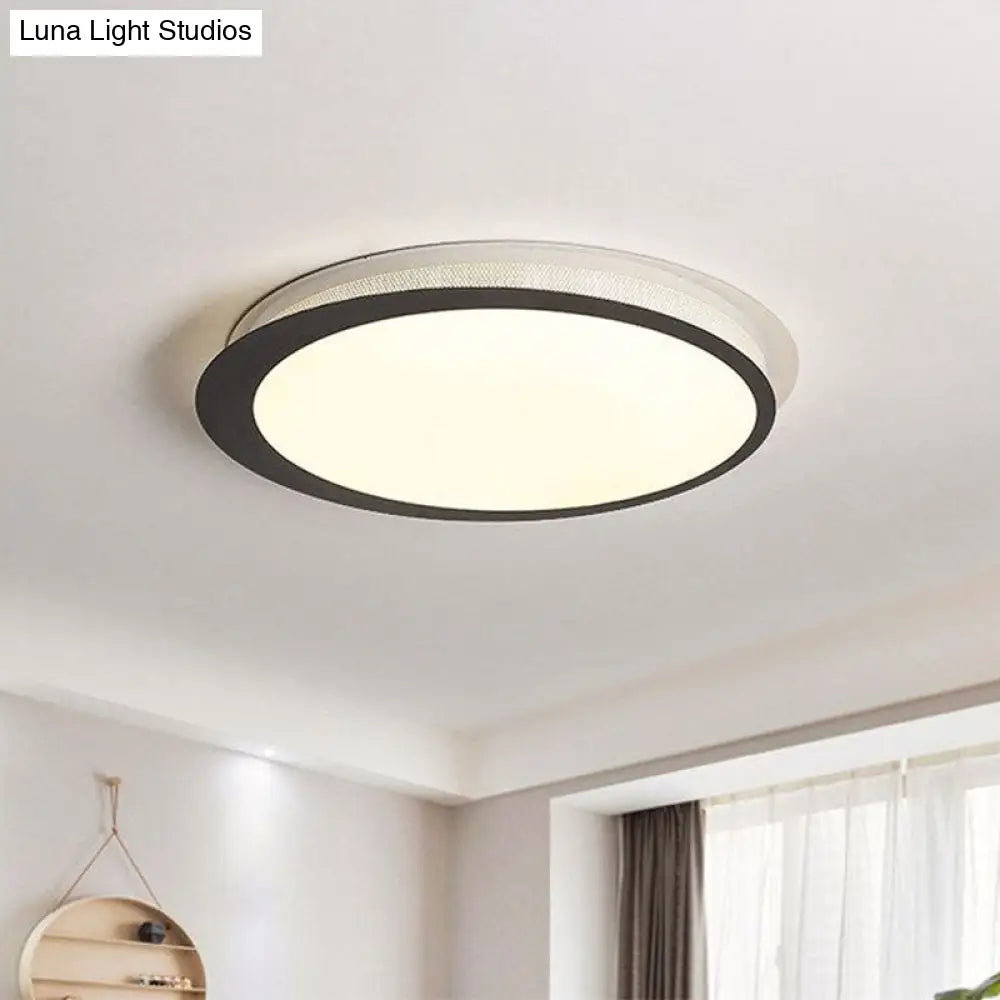 Modern Round Black Led Flush Ceiling Light Fixture For Bedroom