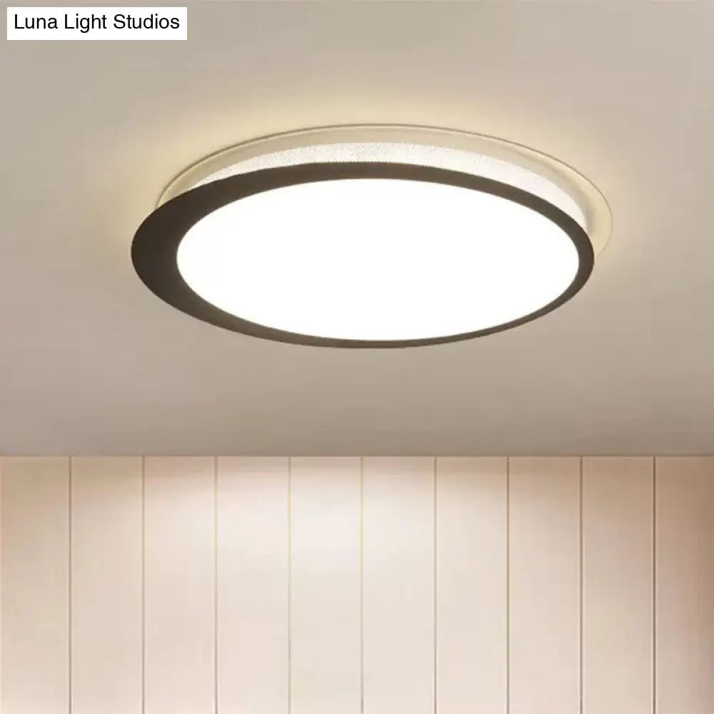 Modern Round Black Led Flush Ceiling Light Fixture For Bedroom