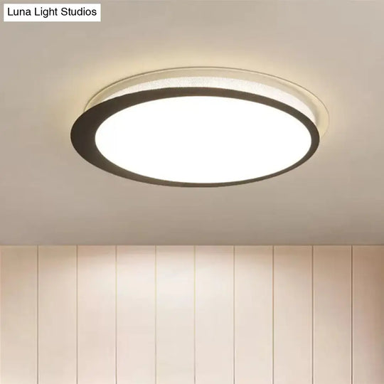 Modern Round Black Led Flush Ceiling Light Fixture For Bedroom