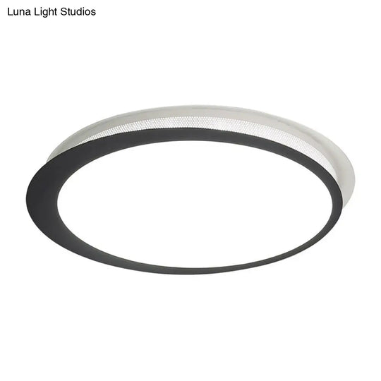 Modern Round Black Led Flush Ceiling Light Fixture For Bedroom