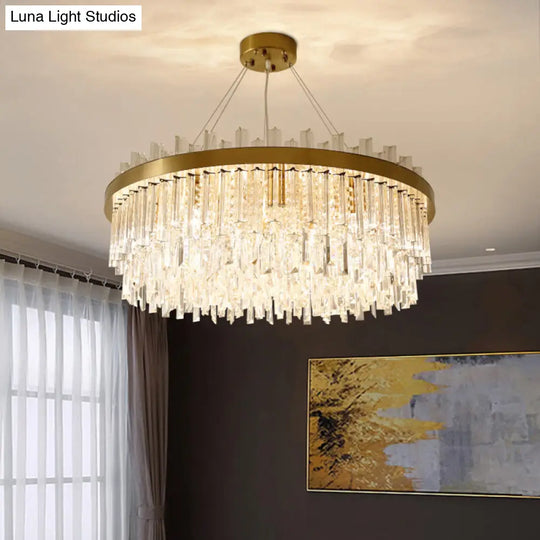 Modern Crystal Brass Chandelier For Bedroom Suspension Lighting