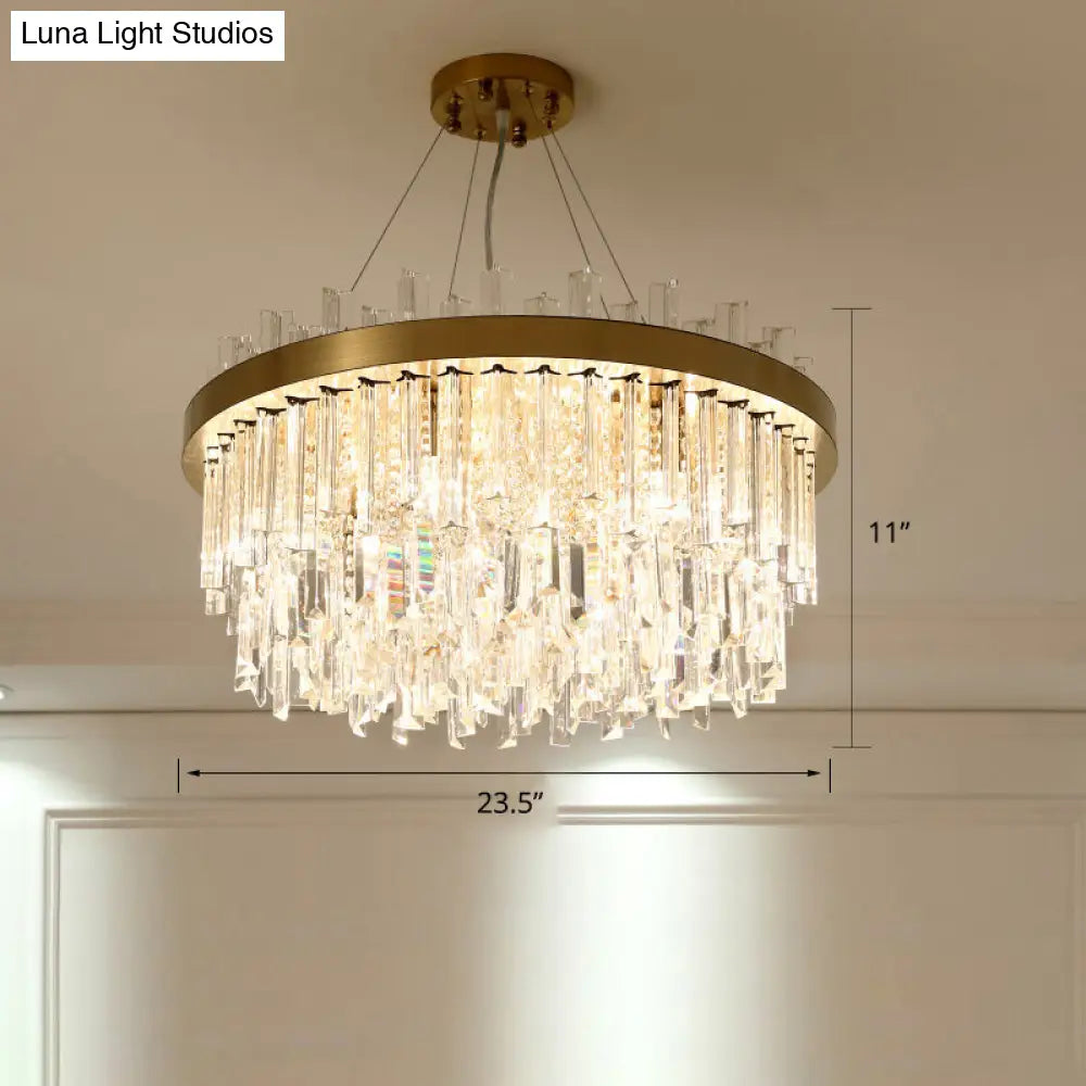 Modern Crystal Brass Chandelier For Bedroom Suspension Lighting / 23.5