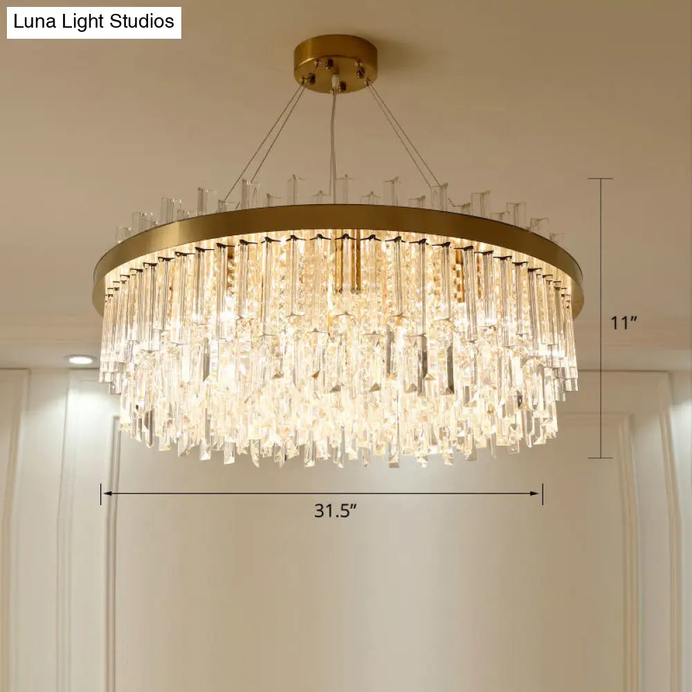 Modern Crystal Brass Chandelier For Bedroom Suspension Lighting / 31.5