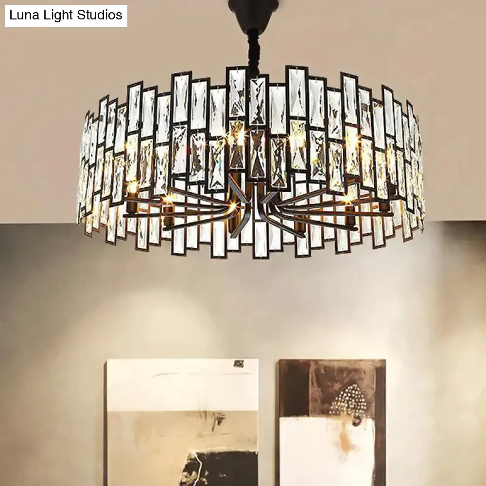 Modern Round Crystal Black Chandelier For Living Room Dining Bar Lighting Ceiling Light