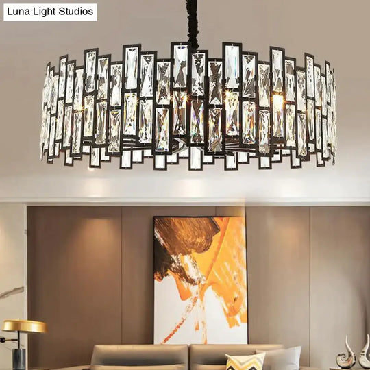 Modern Round Crystal Black Chandelier For Living Room Dining Bar Lighting Ceiling Light