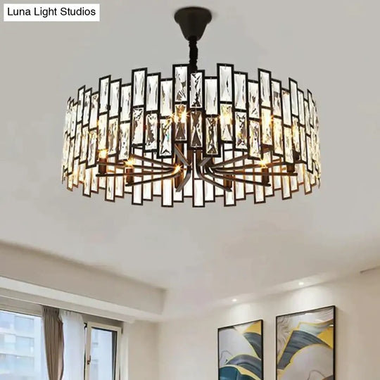 Modern Round Crystal Black Chandelier For Living Room Dining Bar Lighting Ceiling Light