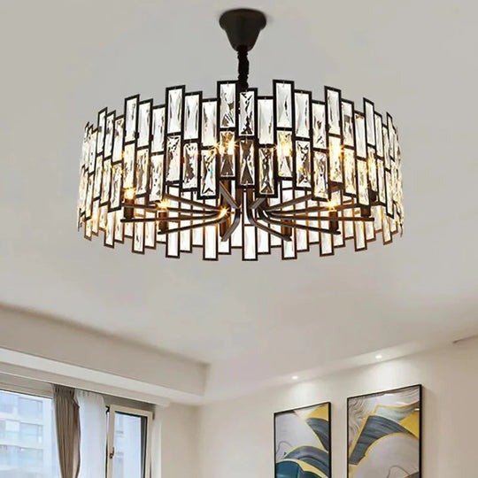 Modern Round Crystal Black Chandelier For Living Room Dining Bar Lighting