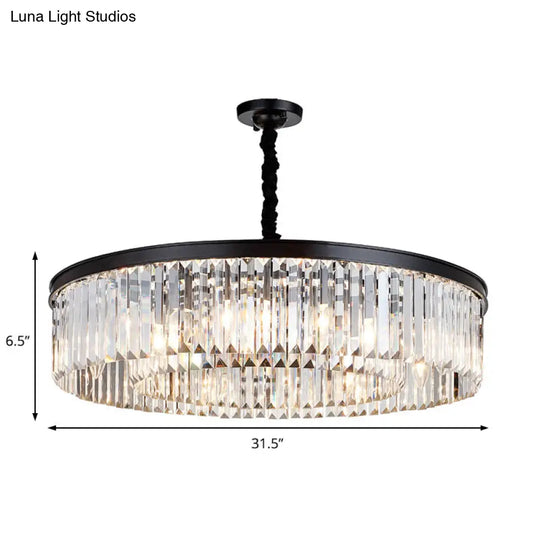 Modern Crystal Chandelier Black Flush Mount Light | Dia 16 23.5 31.5 4/8/12-Light