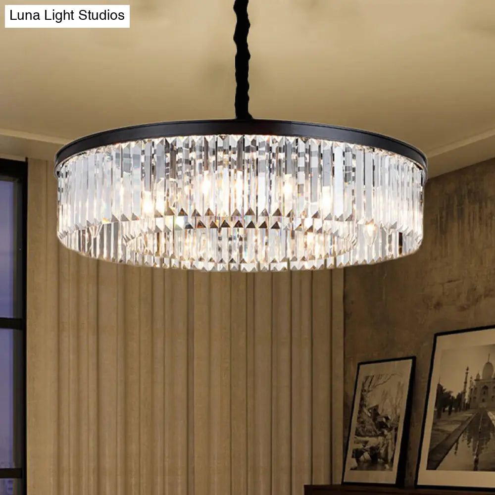 Modern Crystal Chandelier Black Flush Mount Light | Dia 16 23.5 31.5 4/8/12-Light