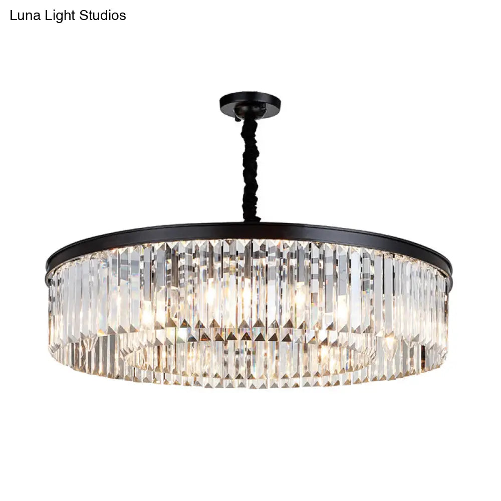 Modern Round Crystal Chandelier - Black Flush Mount Light Multiple Sizes And Options Available