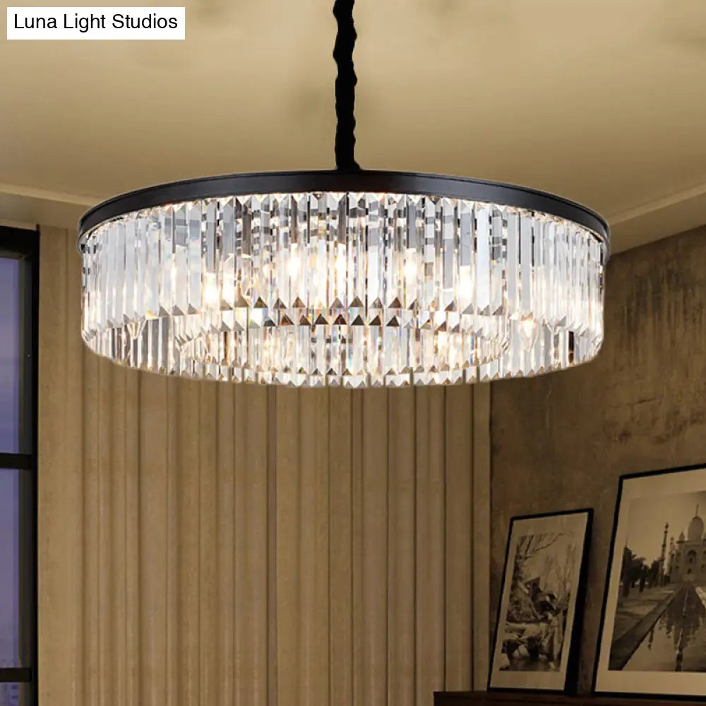 Modern Round Crystal Chandelier - Black Flush Mount Light Multiple Sizes And Options Available