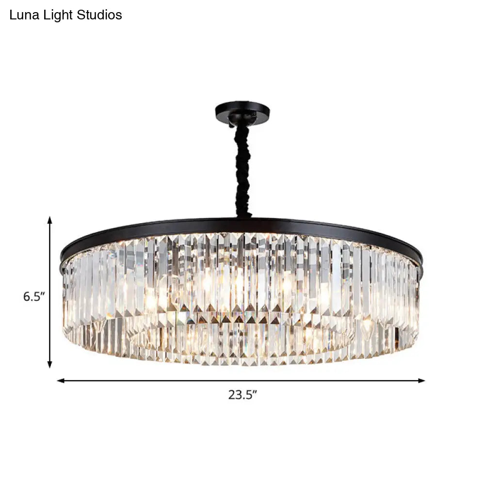 Modern Crystal Chandelier Black Flush Mount Light | Dia 16 23.5 31.5 4/8/12-Light