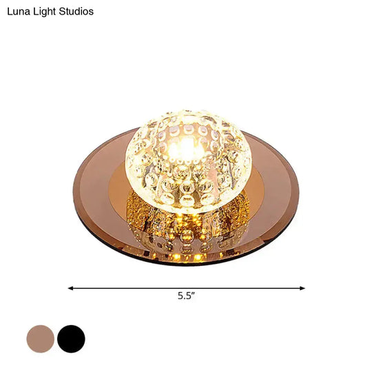 Modern Round Crystal Led Flush Mount Ceiling Light For Foyer