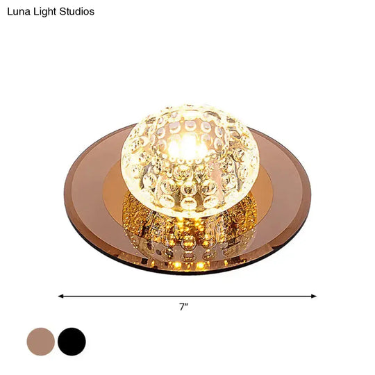 Modern Round Crystal Led Flush Mount Ceiling Light For Foyer