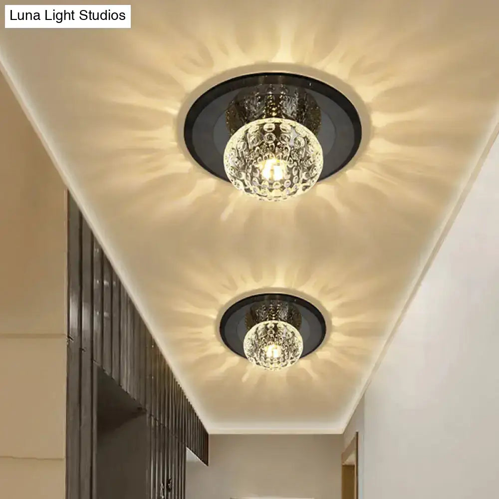 Modern Round Crystal Led Flush Mount Ceiling Light For Foyer