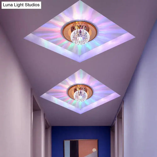 Modern Round Crystal Led Flush Mount Ceiling Light For Foyer