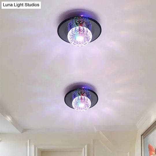 Modern Round Crystal Led Flush Mount Ceiling Light For Foyer