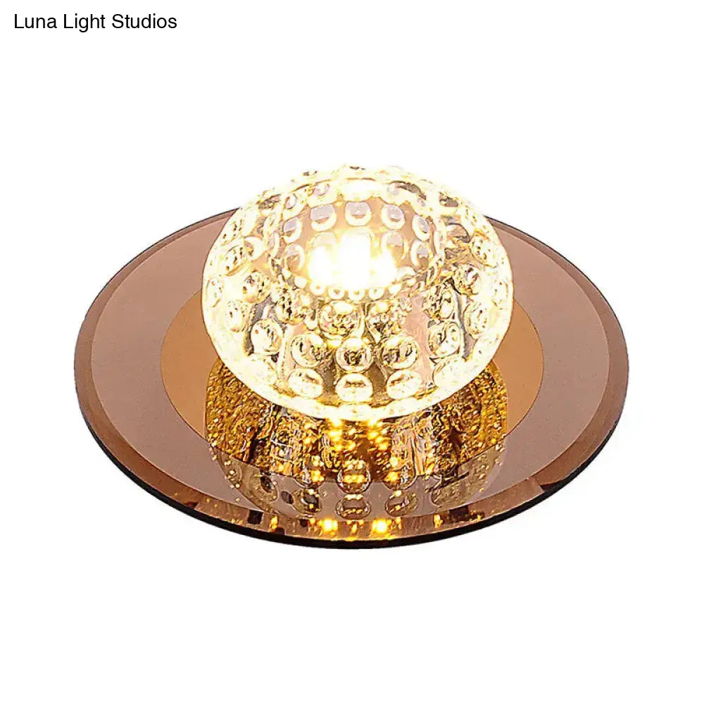 Modern Round Crystal Led Flush Mount Ceiling Light For Foyer