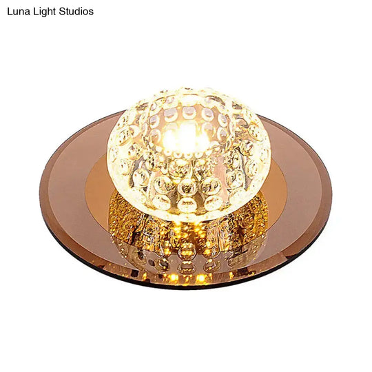 Modern Round Crystal Led Flush Mount Ceiling Light For Foyer