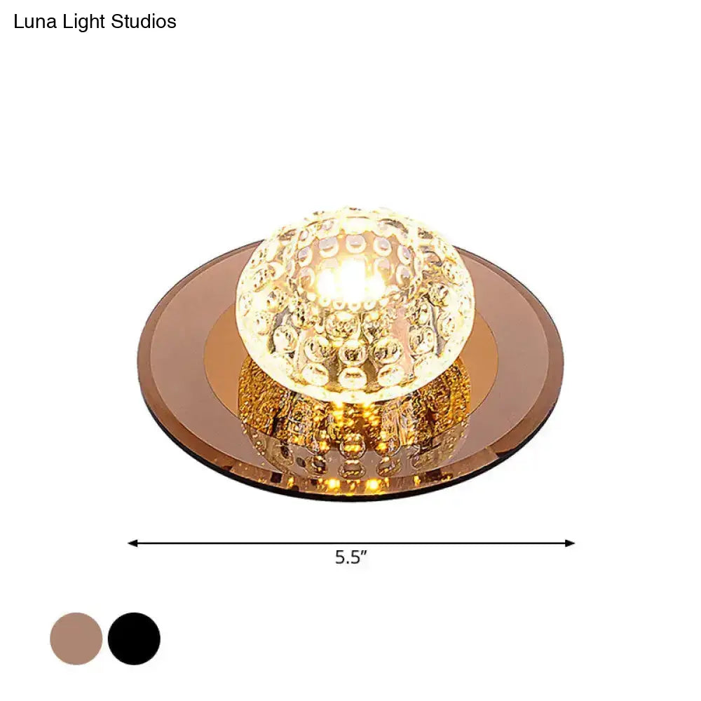 Modern Round Crystal Led Flush Mount Ceiling Light For Foyer