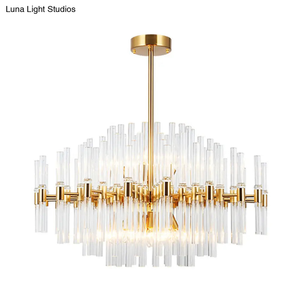 Modern Round Crystal Pendant Ceiling Light With 8 Gold Chandelier Lamps