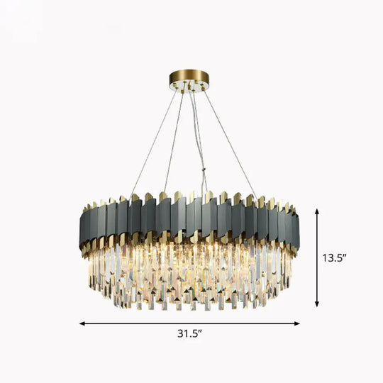 Modern Round Crystal Prism Ceiling Light Fixture For Living Room - Clear Chandelier / 31.5’