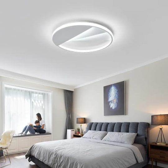 Modern Round Flush Ceiling Lights In Warm/White For Bedroom - 18’/21.5’ White Aluminum Acrylic