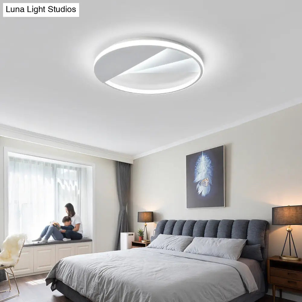 Modern Round Flush Ceiling Lights In Warm/White For Bedroom - 18/21.5 White Aluminum Acrylic Mount /