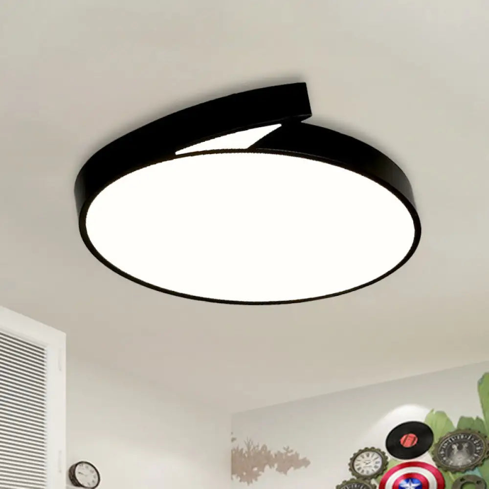 Modern Round Flush - Mount Ceiling Light - Black/White 18’/21.5’ Led Acrylic Flushmount With