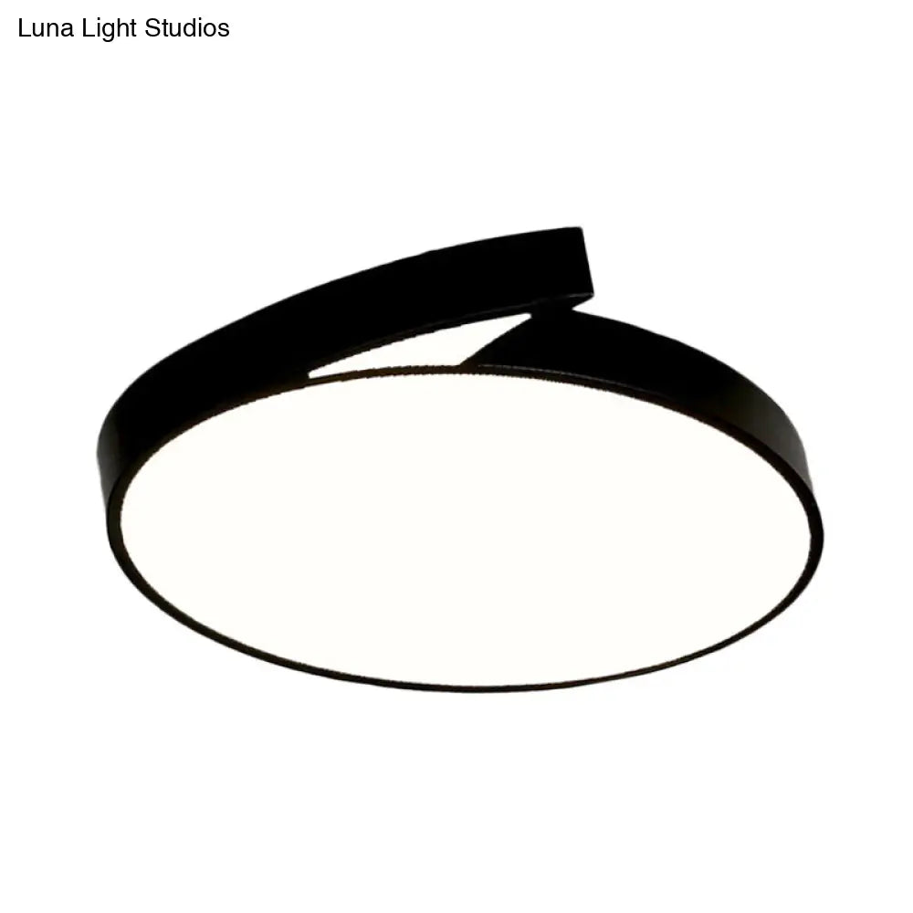 Modern Round Flush - Mount Ceiling Light - Black/White 18’/21.5’ Led Acrylic Flushmount With