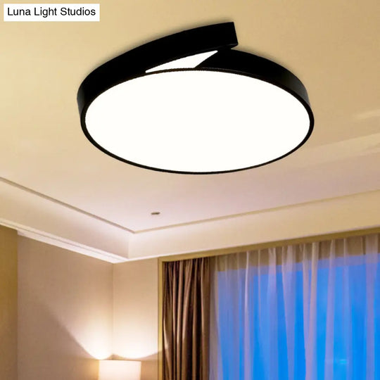 Modern Round Flush - Mount Ceiling Light - Black/White 18’/21.5’ Led Acrylic Flushmount With