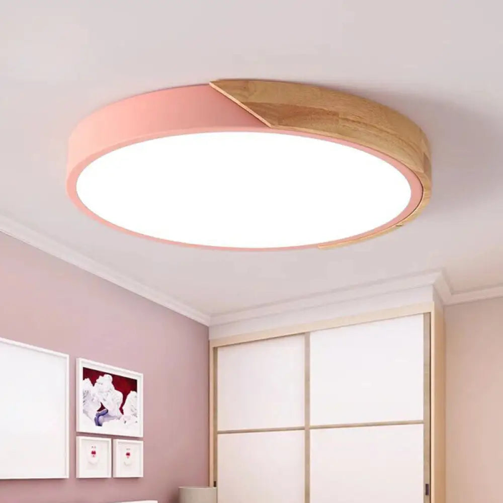 Modern Round Flush Mount Ceiling Light Fixtures For Bedrooms Pink / 12