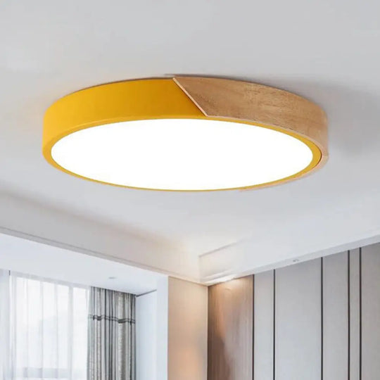 Modern Round Flush Mount Ceiling Light Fixtures For Bedrooms Yellow / 12