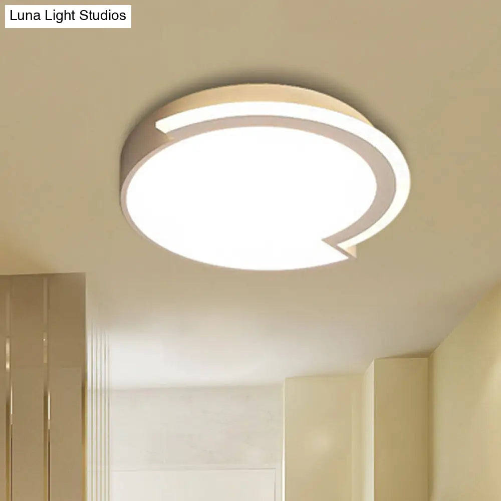 Modern Round Flushmount Ceiling Fixture - White Acrylic Multiple Sizes Warm/White