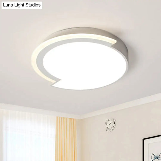 Modern Round Flushmount Ceiling Fixture - White Acrylic Multiple Sizes Warm/White