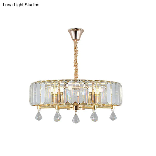 Modern Round Gold Chandelier With Crystal Pendant - 6/8 Heads Ceiling Light