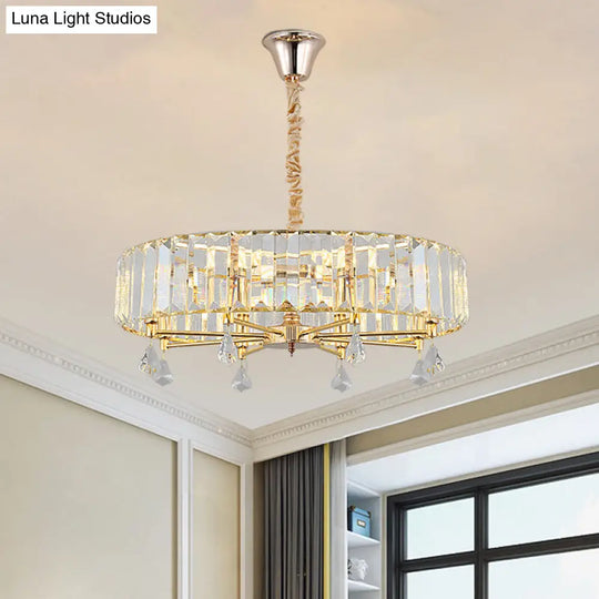 Modern Gold Round Chandelier With Crystal Pendant - 6/8 Heads Droplet Ceiling Light 8 /