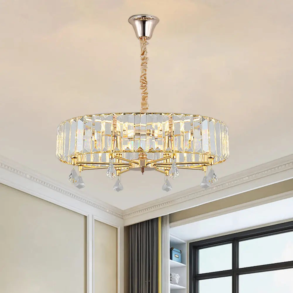 Modern Round Gold Chandelier With Crystal Pendant - 6/8 Heads Ceiling Light 8 /